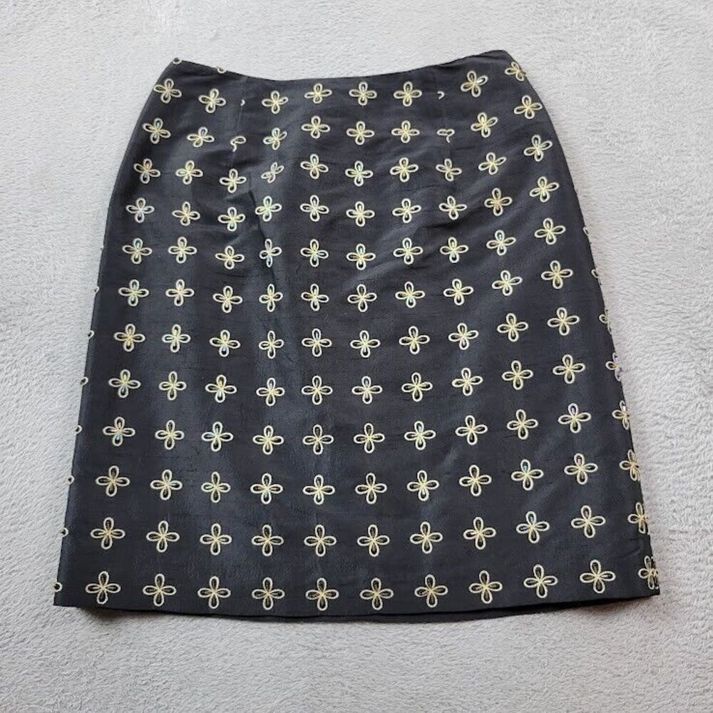 Oscar By Ocsar de la Renta Skirt Womens 2P Black Embellished Lined 100% Silk